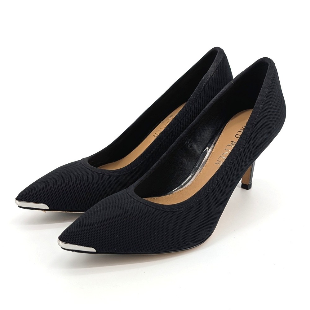 Donald Pliner Ezra Black Mesh Metal Cap Toe Pumps Size 6.5M